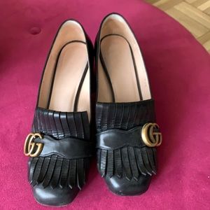 Gucci stack heel loafer